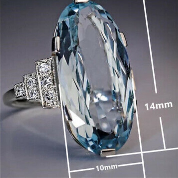 New 925 Sterling Silver Aquamarine Ring - Picture 3 of 7